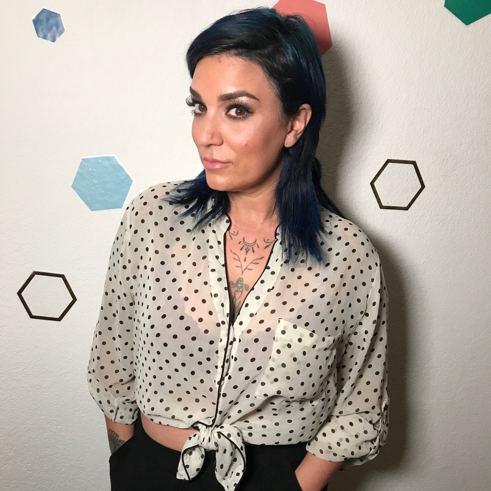Polka dot sheer blouse